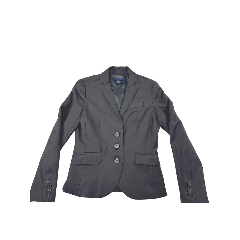 J.Crew Womens Super 120s Wool 3-Button Blazer Charcoal Gray Size 4 RN77388‎